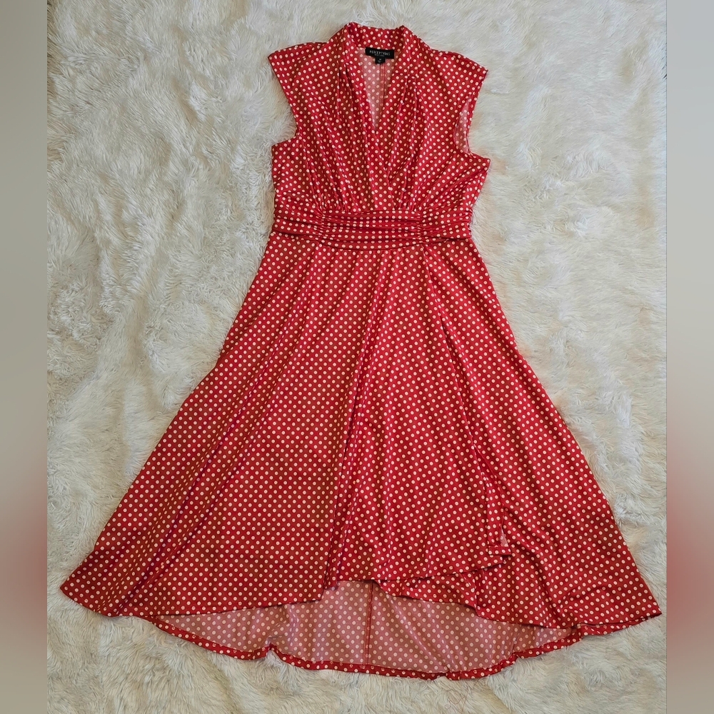 Perceptions New York Red and White Polka Dot Retro Dress Size Medium